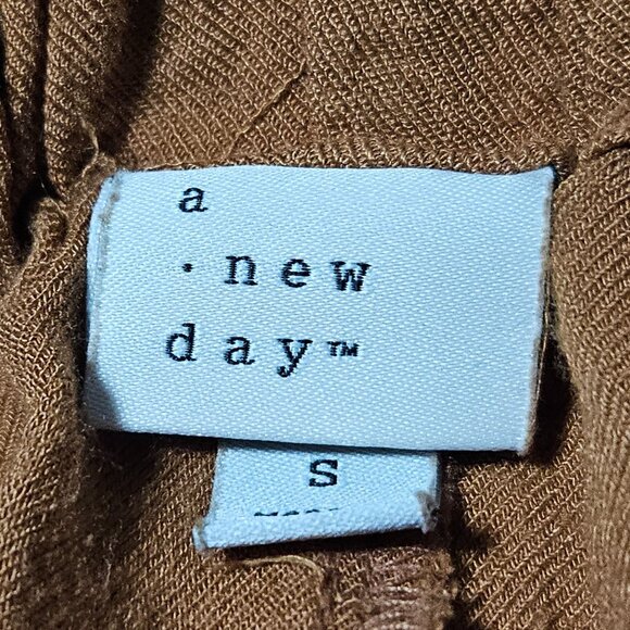 A New Day Rust Paperbag Waist Shorts Womens Size Small Casual Linen Blend Tie - Picture 3 of 4